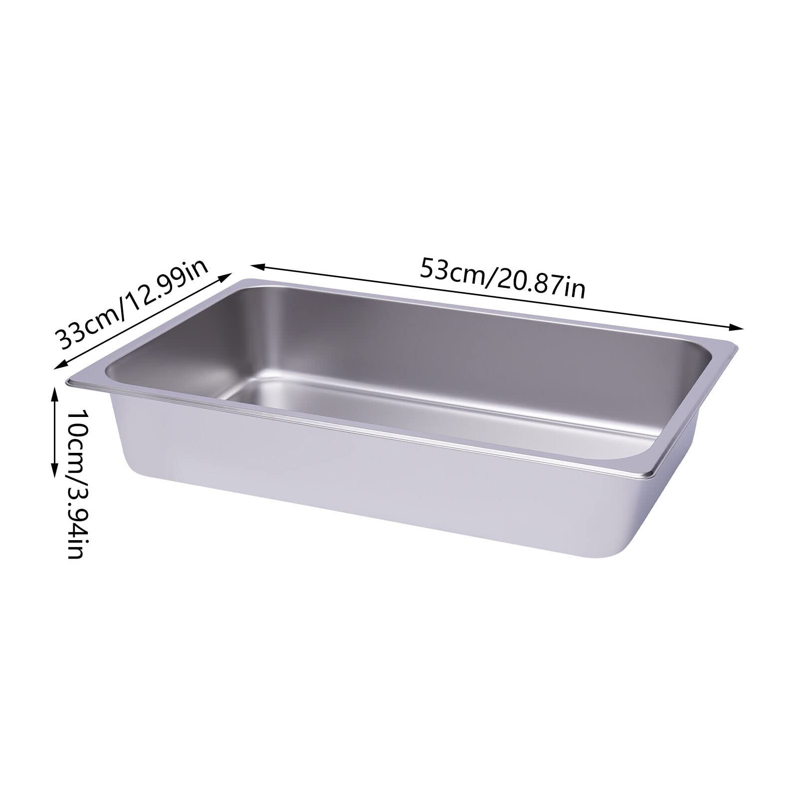 Contenedores Gastronorm inoxidables de acero inoxidable 6 unidades 1/1 100 mm de profundidad 53 x 33 x 10 cm Gastronorm adecuado para platos de chafing, tartas, mesa Food Pan Hotel Food