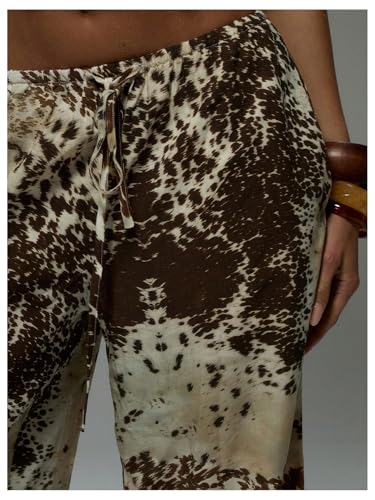 GORGLITTER Women's Leopard Cheetah Print Wide Leg Pants Animal Lightweight Travel Track Pants Casual Work Trousers4