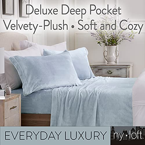 Ultra Soft Micro Fleece Sheets Set With Extra Deep Pockets | Extra Soft Velvet Fleece Sheet Set | Super Plush Polar Fleece | Velvet Plush Cozy Warmth | Tribeca Collection (Queen, Glacier Blue) #TOP2
