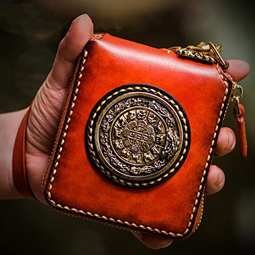 Nine Palaces Gossip First layer cowhide Zip Around Wallet Zipper Clutch Purse Coin Card Slots Collection wallet for men and women3