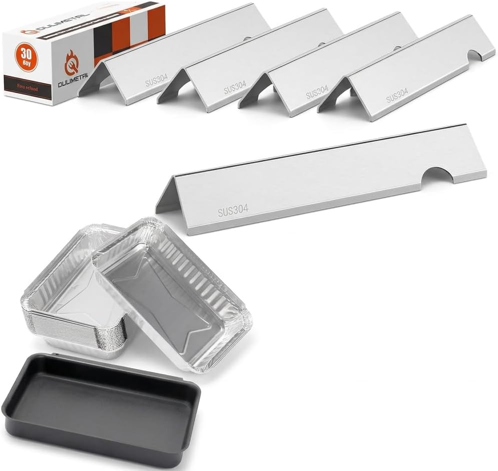 QuliMetal 93305 Catch Pan, SUS304 Flavorizer Bars for Weber Genesis II/LX 300 Series, Genesis II E-310, II E-330, II E-335, II S-335, II LX S/E-340 (2017 and Newer) Gas Grills