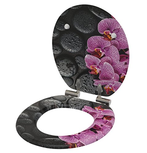 Sanilo Round, Silent Slow Close, Molded Wood, Adjustable Toilet Seat, Madeira #TOP3