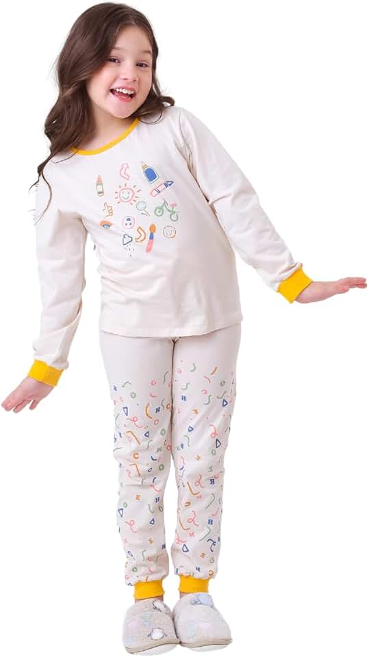 Pijama Infantil Inverno com punho para Meninas 1 ao10 anos com detalhes Luxo Interativos 100% algodão + 10 estampas a escolher