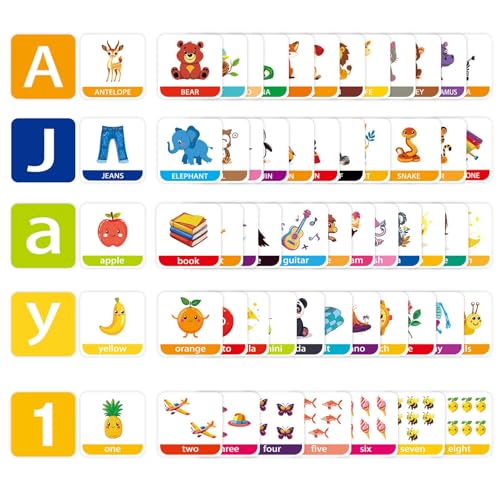B Kjn76 - Juego de 60 tarjetas educativas para niños (10 cm), color blanco