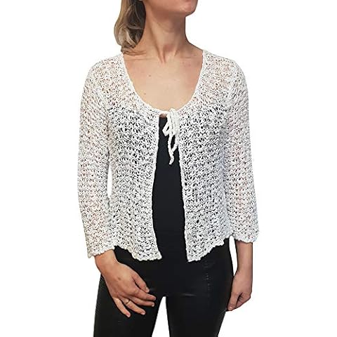 Ladies Popcorn Style Crochet White Bolero Shrug Cover