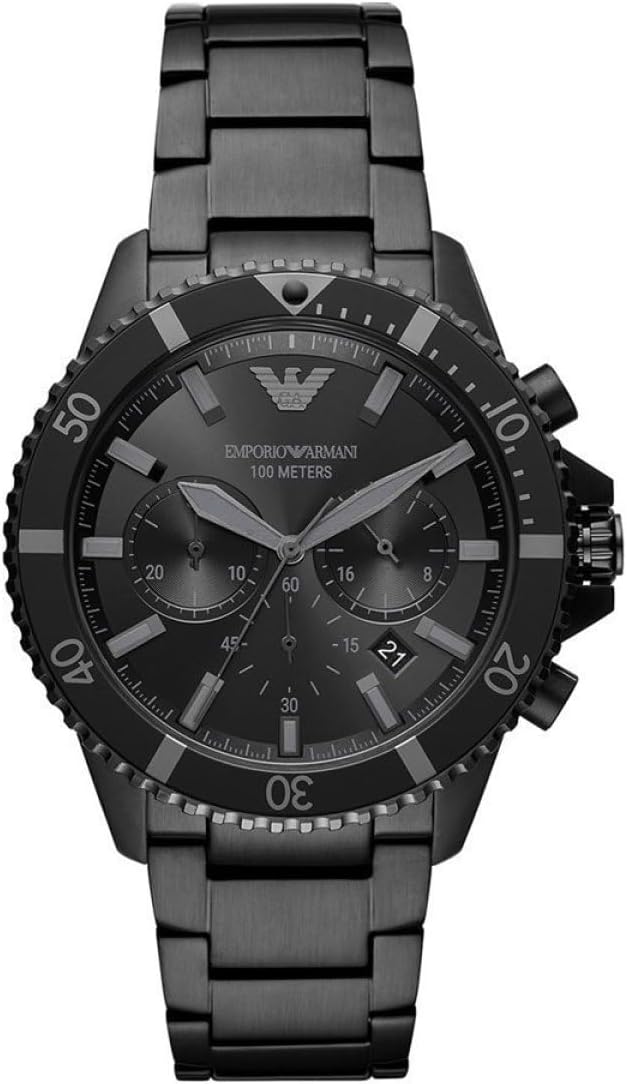โ Watch for Men, Quartz 3 sub dial Chronograph Movement and 43mm Case Size with Stainless Steel Strap