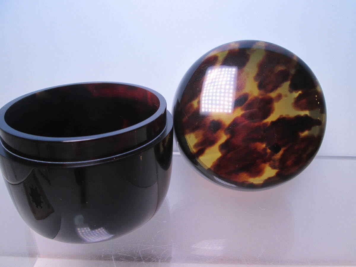 イ547 棗『ガラス　鼈甲文様　棗　茶入　木箱』茶器　茶道具 イ547 棗『ガラス鼈甲文様棗茶入木箱』茶器茶道具