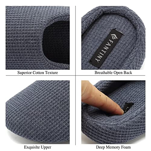 Cior Unisex Men's And Women's Memory Foam Slippers Comfort Knitted Cotton-Blend Closed Toe House Shoes Indoor Scuff -U118Wmt002-13-Blue-M-42.43 #TOP4