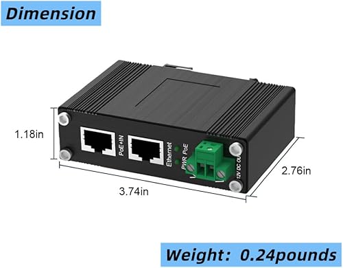 Miniatura 5 de PoE Splitter 12V 802.3bt Puerto Gigabit obediente, Industrial 10/100/1000Mbps IEEE802.3bt Power Over Ethernet Splitter Adaptador con salida de 12V