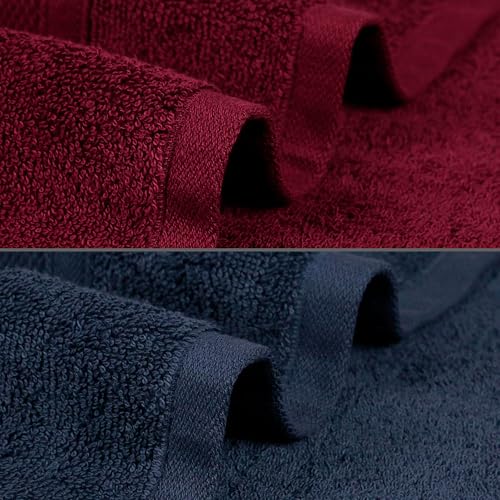 Image of MYTRIDENT Soft Comfort Air Rich 100% Cotton Towels for Bath, 500 GSM Large Size Bathroom Towels for Men /Women, 2PC Bath (69 cm x 137 cm), Wine red and Navy