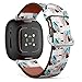CJBROES Replacement Leather Watch Band, Compatible with Fitbit Versa 3 and Fitbit Sense of Wristband Bracelet Accessory - Artistic