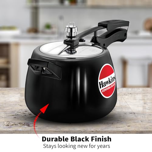 Hawkins Contura Black 4 Litre Pressure Cooker, Hard Anodised Cooker, Handi Cooker, Black (CB40) - Image 5