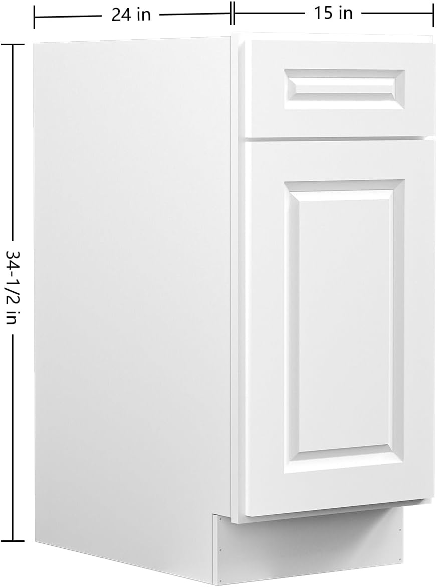 Hausvita 15" Kitchen Base Cabinet, Sideboard Storage Cabinet with Soft-Close Drawer and Adjustable Shelf, RTA Base Cabinet with Spacious Storage, Versatile for Kitchen,Living Room,Laundry