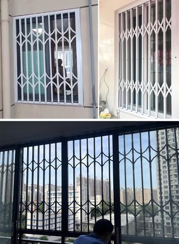 Barres de sécurité rétractables pour fenêtre - Protection antivol pliable pour une meilleure sécurité à la maison et protection des enfants - Durable, réglable, installation facile