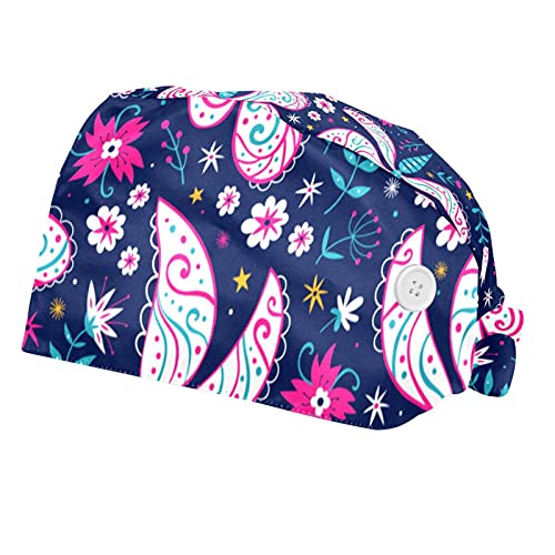 Lot de 2 bonnets de travail unisexes à motifs de papillon abstrait