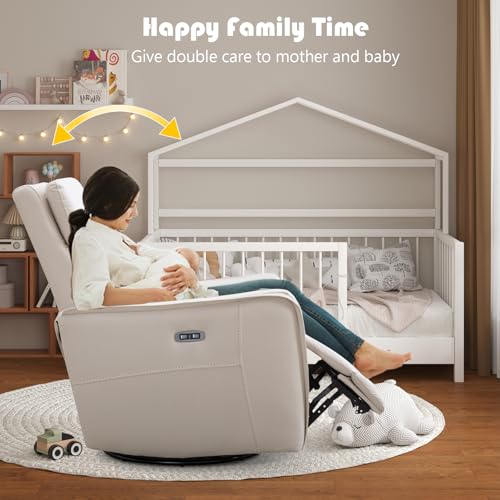 Anj Swivel Recliner Chair, Glider Rocker Recliner For Nursery, Power Rocker Recliner Chair With Usb Port thumb #2