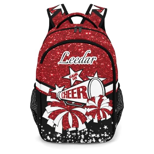 Personalized Crimson Cheer Backpack Lightweight Cheerleader BookBags for Girls Custom Name Cheerleading Laptop Bag for Women.