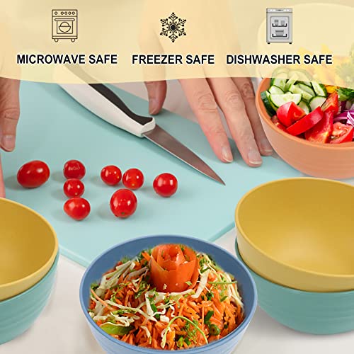 image for Wrova Wheat Straw Bowl Sets,8 PCS Unbreakable Cereal Bowl 26 OZ，Micr
