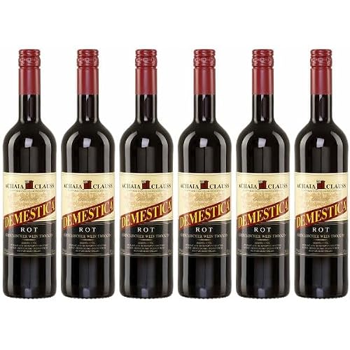 Demestica rot trocken 6x 0,75l Achaia Clauss | Rotwein aus Griechenland | Griechischer Tafelwein | + 20ml Jassas Olivenöl
