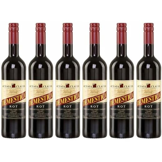 Demestica rot trocken 6x 0,75l Achaia Clauss | Rotwein aus Griechenland | Griechischer Tafelwein | + 20ml Jassas Olivenöl