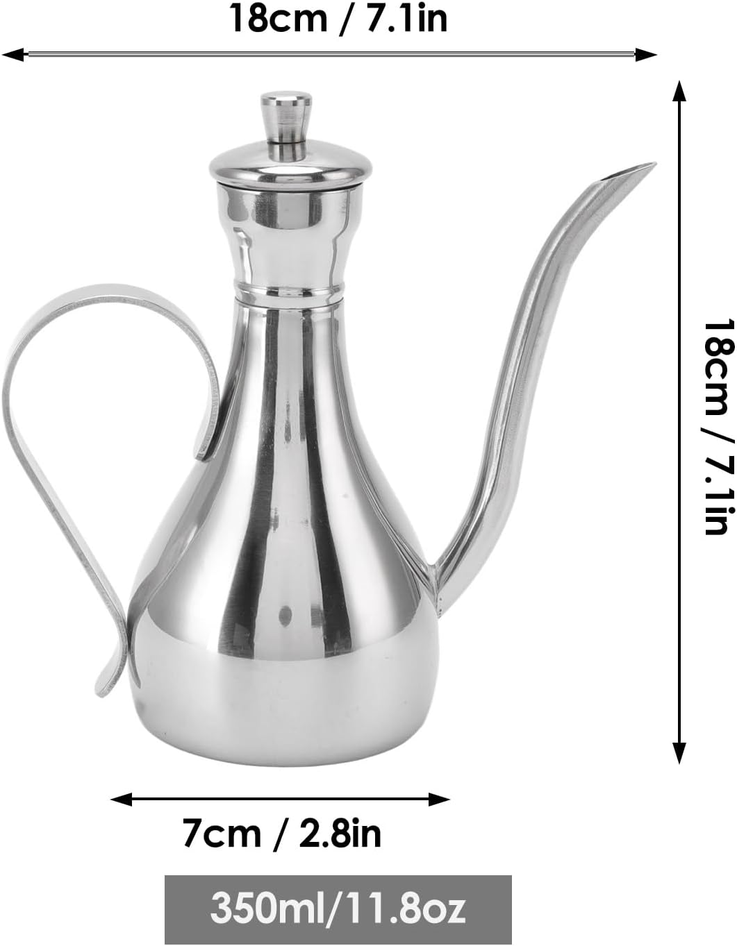 Stainless Steel Oil Dispenser, 350ml Non Drip Leak Proof Pouring Pot for Home Kitchen, Olive Oil, Vinegar, Soy Sauce - Image 2