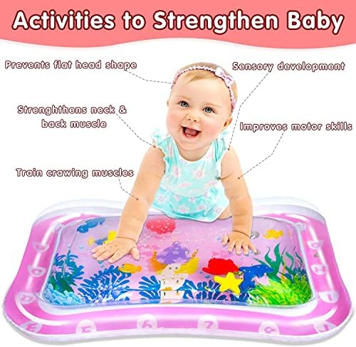 INSTOY Baby Toys 0-6-9-12 Months Girls Gifts, Sensory Toys for Babies 0-3-6 Months Inflatable Tummy Time Water Mat, Baby Stuff for Newborn Early Development Activity Toys 6 to 12 Months