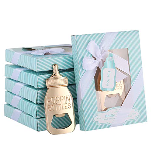 24pcs Poppin Bottle Bottle Opener Baby Shower Favors Gift for Boy with Exquisite Packaging Box,Baby Shower Souvenirs For Guests Boy Baby Shower Party Decor Supplies by WeddParty (Blue A, 24)