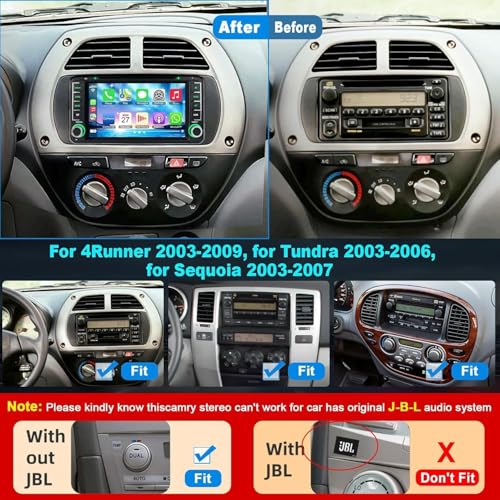 7 Inch Car Radio for Toyota 4Runner 2003-2009, for Tundra 2003-2006, for Sequoia 2003-2007, Car Stereo with CD/DVD Player- CarPlay & Android Auto,Bluetooth & FM Radio by B4U - Used condition - Image 2