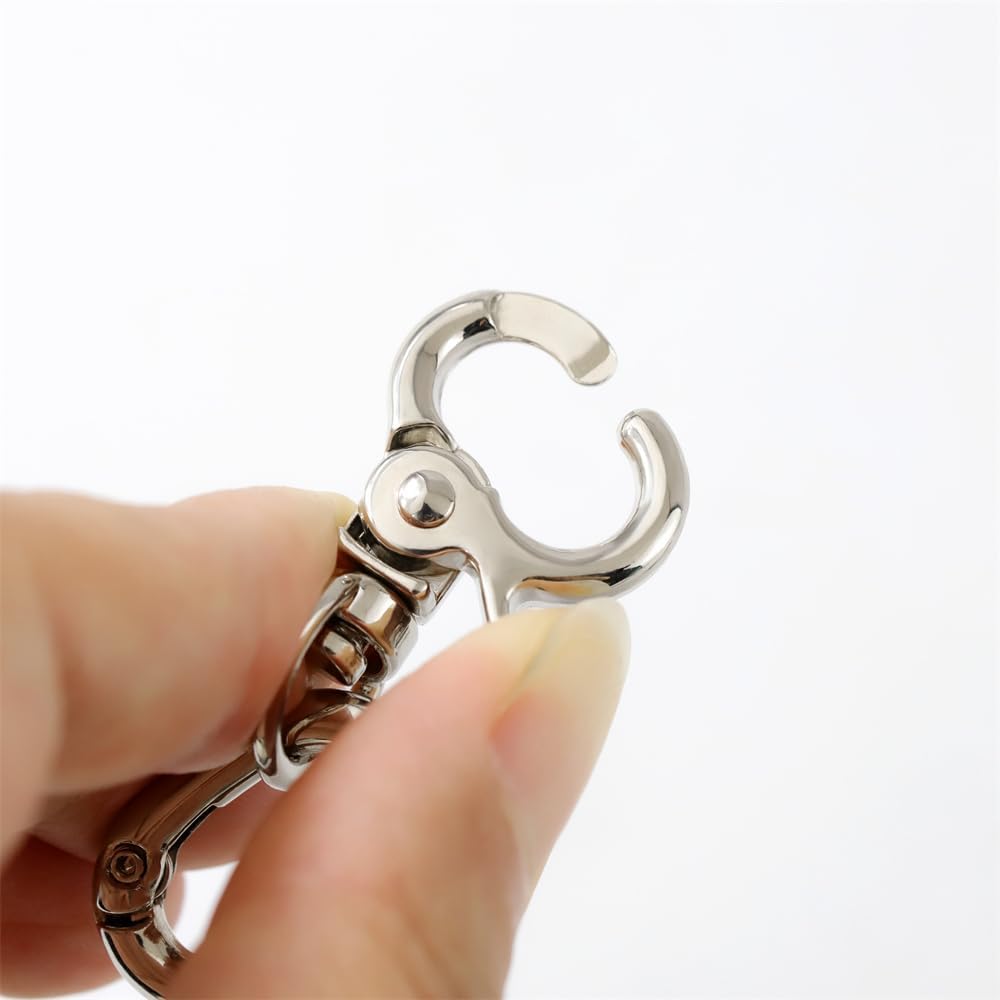 2pcs Double Opening Keychain Clip,Swivel Spring Snap Hooks for Jewelry Lanyards DIY Crafts Making, Camping Hiking Travelling (Silver)