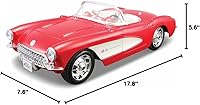 Vista 10 de Kit de automóvil fundido a presión Maisto, línea de montaje 1957 Chevrolet Corvette, escala 1/24, rojo
