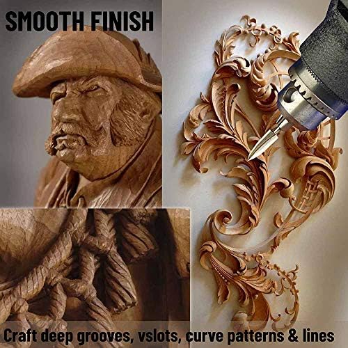 Wood Carving Drill Bits Set for Rotary Tool, 5Pcs Wood Carving Bits with 1/8 Shank for DIY Woodworking Engraving Carving Drilling Grinding