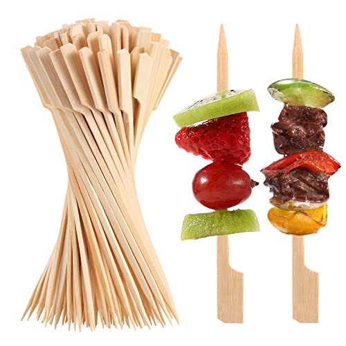 200 PCS Bamboo Skewers for Appetizers, 3.5 Inch Toothpicks, Cocktail Picks for Drinks, Fruit Kababs, Sausage, Barbecue Snacks, Natural Wooden Paddle Skewer Mini Food Sticks, Charcuterie Accessories by BBQStyle - Used condition - US$7.16