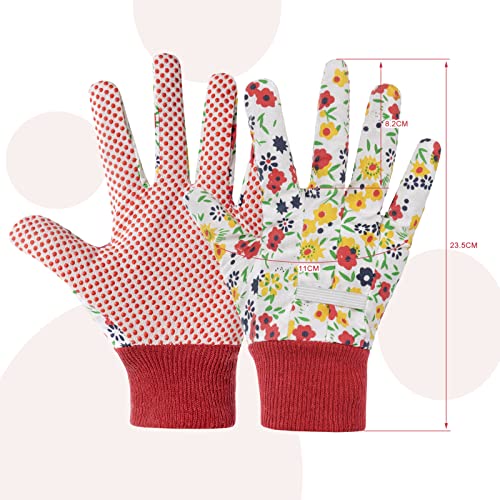 Ainiv Gardening Gloves For Women/Ladies, 3 Pairs Non-Slip Grip Garden Work Gloves, Comfortable Breathable Thorn Proof Garden Gloves For Yard, Farm, Pruning,Gardening Outdoor Multi-Purpose-Red #TOP3