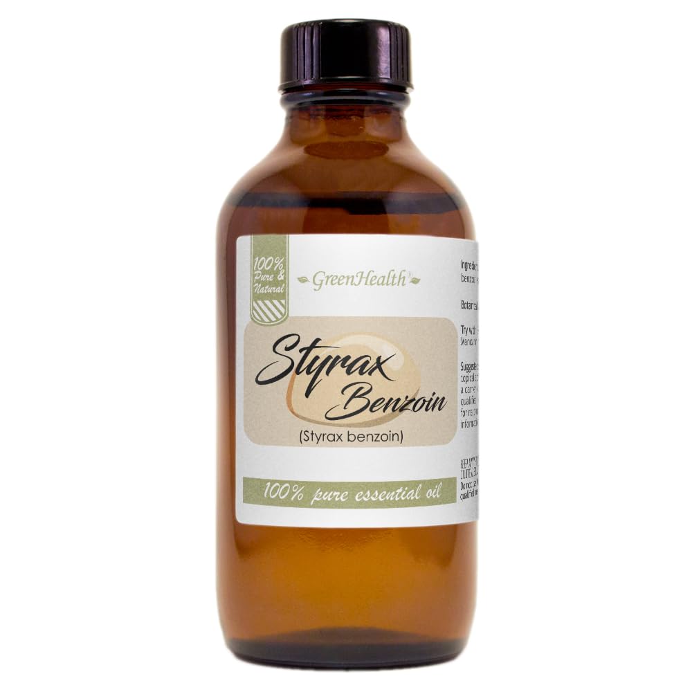 GreenHealth Styrax Benzoin 4 fl oz (118 ml) Glass Bottle w/Cap 100% Pure Essential Oil
