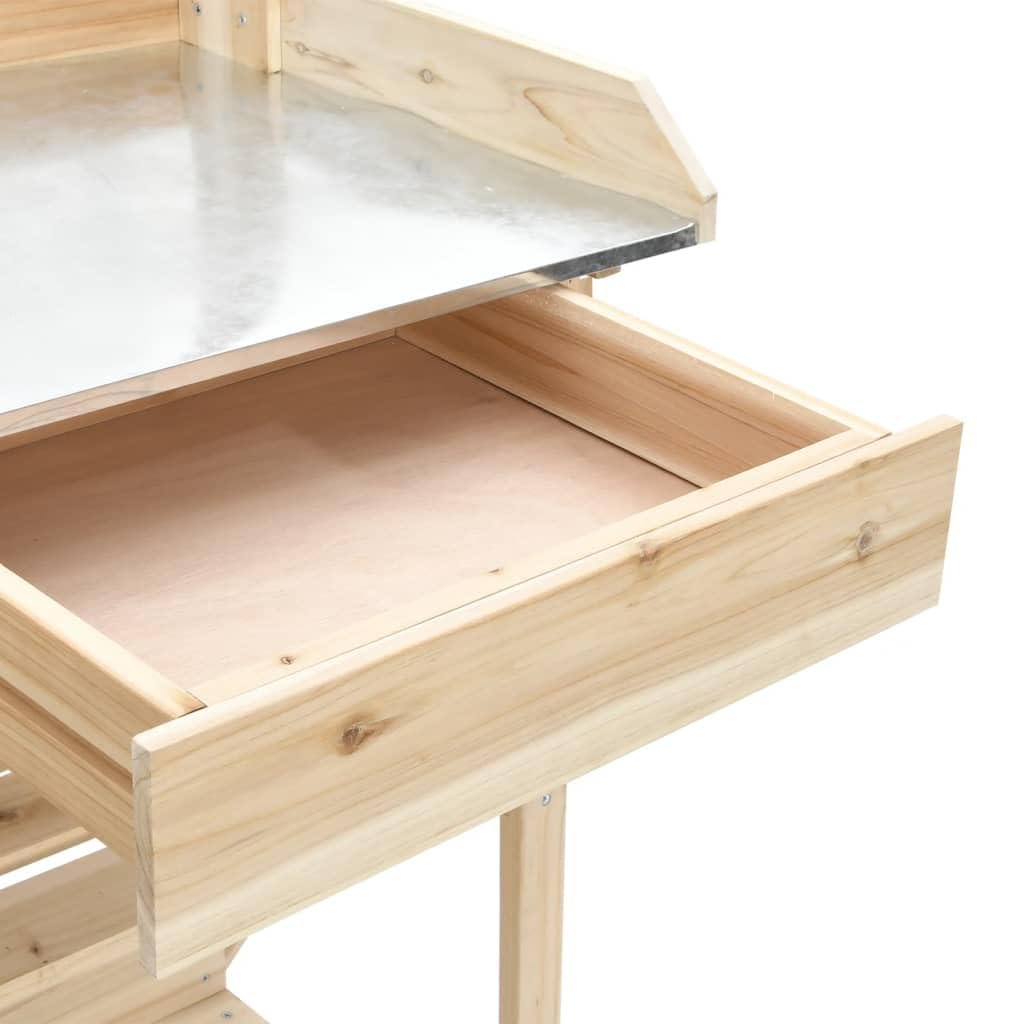 vidaXL Oppottafel met kast 110,5x45x124,5 cm massief vurenhout bruin