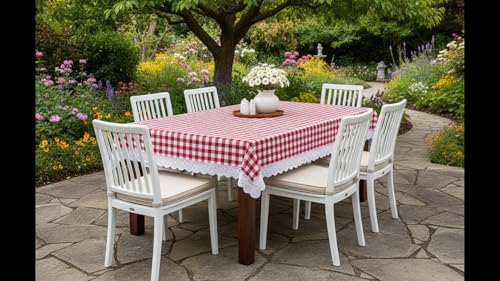 Image of RRC Cotton Table Cloth Pack of 2 for 4 Seater Dining Table, 45 x 60 Inch Rectangular Printed Table Cover with Tassels, Washable, Durable & Fade Resistant