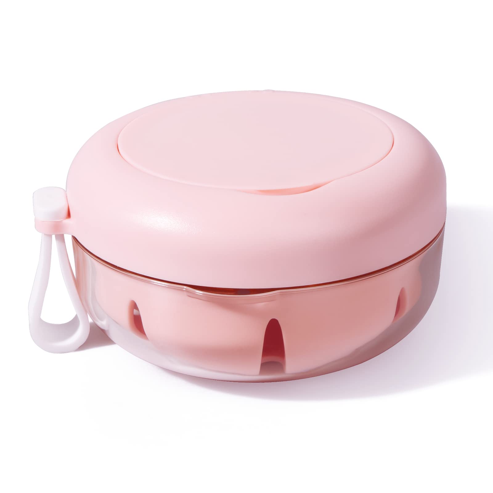 Denture Case, Definitely No-Leak Denture Bath Box for Traveling Perfectly, Denture Cup with Strainer & Magnetic Mirror(Pink)-image-26