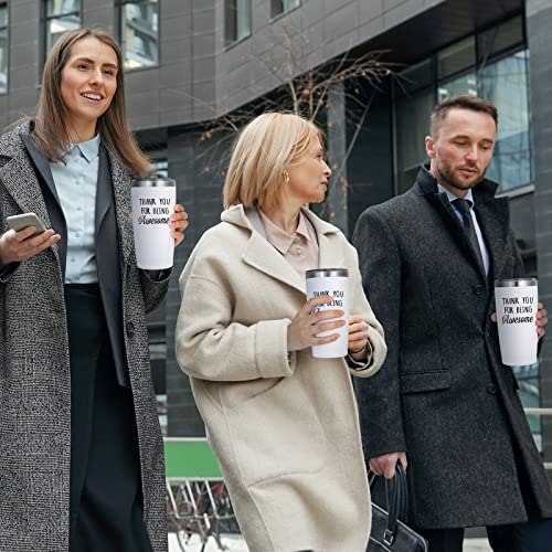 Lifecapido Thank You Gifts, Thank You For Being Awesome Stainless Steel Insulated Travel Tumbler, Appreciation Christmas Graduation Gifts For Women Men Coworkers Teacher Employees Friends(20Oz, White) #TOP7