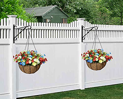 Lopkey Artificial Daisy Flowers Indoor Outdoor Patio Lawn Garden Hanging Basket With Chain Flowerpot,Red White And Blue Memorial Artificial Flower Hanging Planter #TOP4