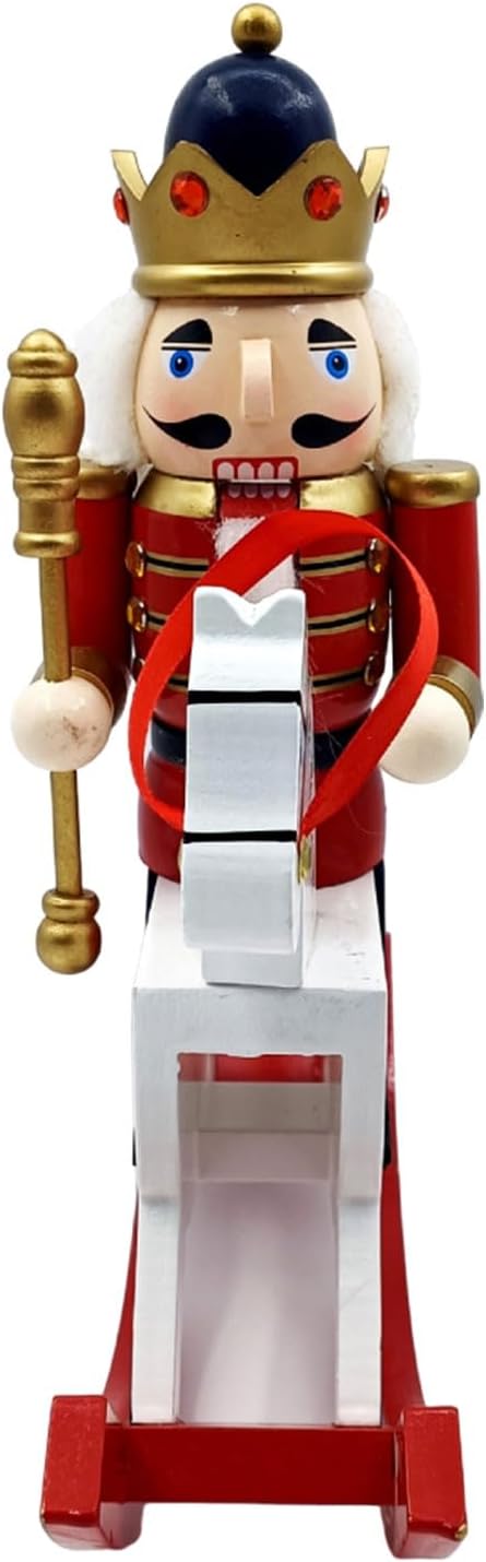 Christmas Decorative Figurines Holiday Wood Nutcrackers Soldier Sculpture Traditional Festival Adornment