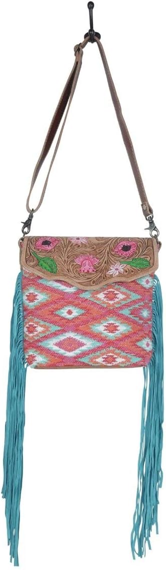 Myra Bag Floral Pink Hand-Tooled Bag S-4699 - Image 5