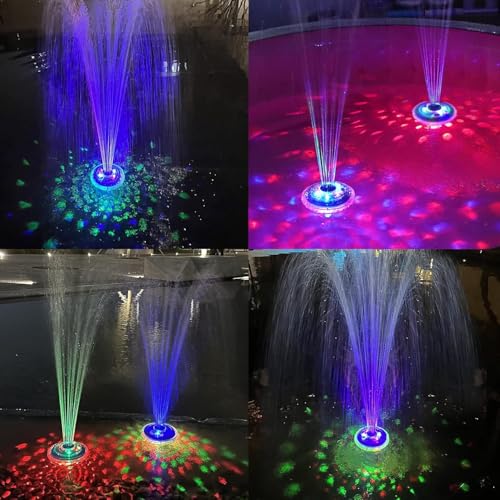 LanPool Floating Water Fountain with Underwater Lights, Powered Pump Outdoor, 2 Modes Sprinkler Waterfall Fountain for Inground Above Ground Pool, Pond-Light Blue-1PC - Thumbnail 6