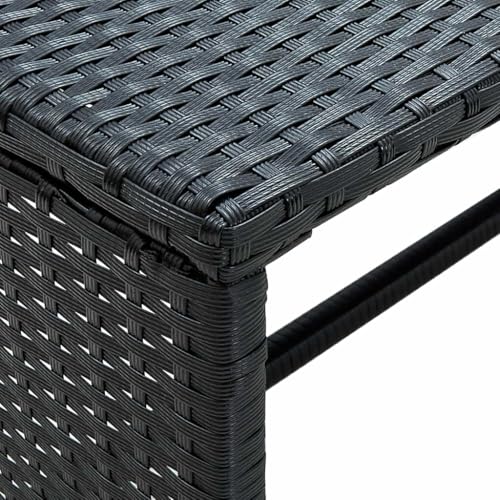 Table basse noire 70x40 cm jardin poly rotin imperméable extérieur - 5