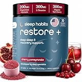 SleepHabits Restore | 30 Nights Magnesium Glycinate Powder Natural Sleep Aid with L-Theanine, Tart Cherry, Beet Root, | Calm Melatonin-Free Deep Sleep Supplement Drink for Recovery & Clear Mornings