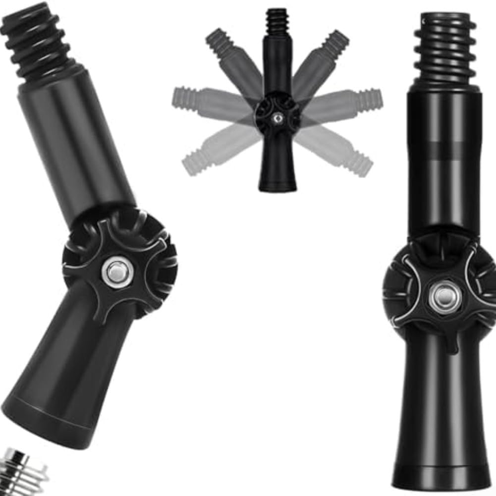 360° Teleskopstange Gelenkwinkel Adapter für 3/4 Zoll Gewinde Verlängerungsstange, Nylon Drehverbinder für Fensterreinigung Dachrinne Staub Lackieren, Schwarz (2 Stück)
