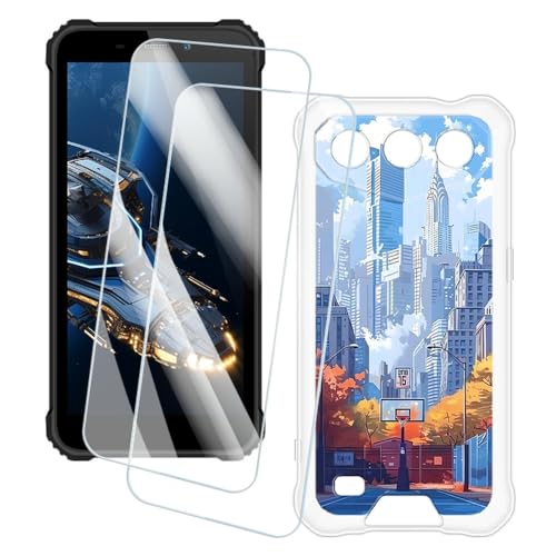 OAGELIM 2�Z�b�g �X�N���[���v���e�N�^�[ + �P�[�X Oukitel G3 (6 �C���`) �Ƃ̌݊������� �A�[�e�B�X�e�B�b�N�J�X�^���v�����g�J�o�[�Ƌ����K���X�t�B���� �X�N���b�`�h�~ (�X)