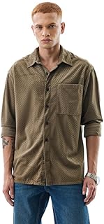 SNITCH Men's Formal Shirt | Slim Fit Full Sleeve Spread Collar Textured Self-Design | Premium Rayon Fabric for Office Price In India