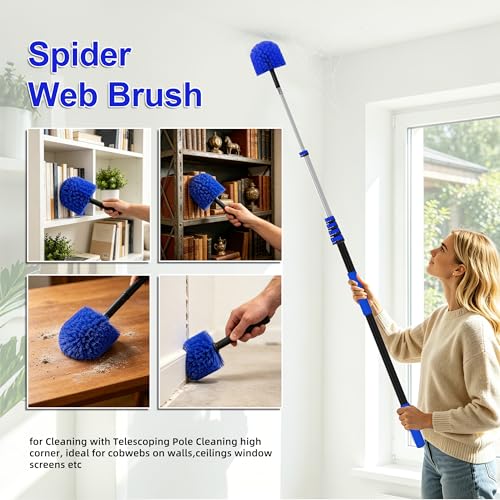 Image of 26FT Reach Solar Panel Cleaning Brush Kit with 5-20FT Telescoping Pole, 33FT Hose, 20 inch Water Fed Brush, Soap Dispenser, Cobweb Duster, Squeegee & High Ceiling Duster for Roof, RV, Gutter, Boat, Deck