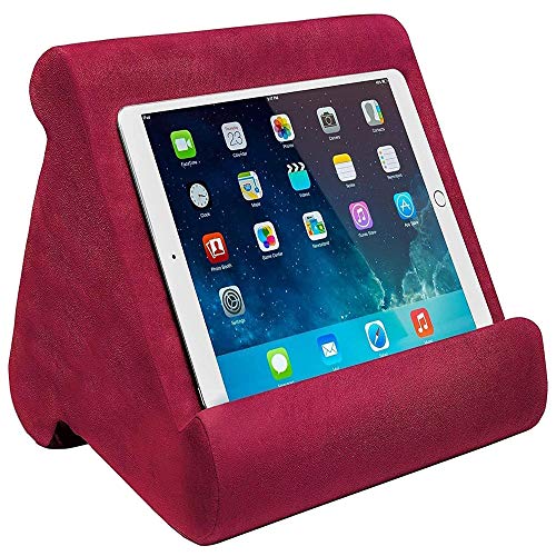 FANIER Soporte de cojín para Table, Multiángulo Soporte iPad Pillow para cojines blandos en ángulo Soporte de cojín para Tablet para lectores de libros electrónicos, smartphones, revistas (vino tinto)
