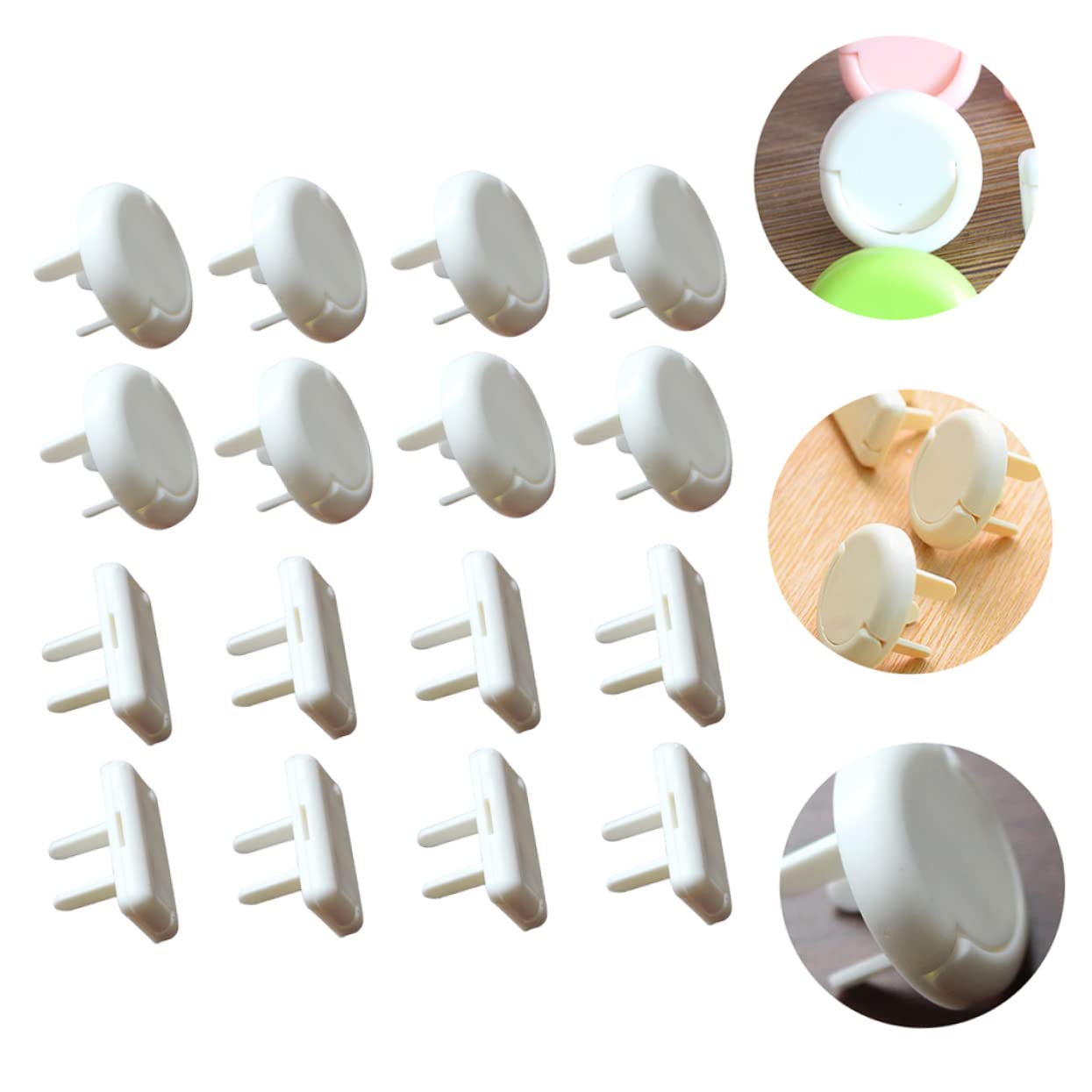 Kisangel Lot de 60 Cache-prises de Sécurité pour Bébés, Couvercle de Protection de Prise en Abs Blanc, pour Prises de Courant Électriques